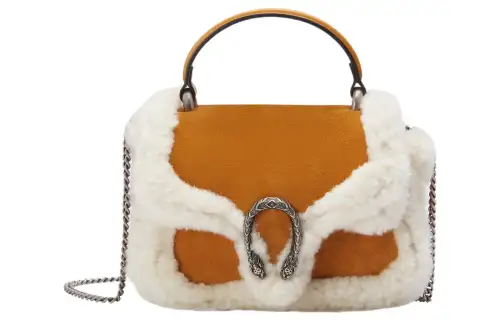 GUCCI Dionysus Shearling With Suede Shoulder Bag, Crossbody Bag, Handbag Mini Women's Light Brown