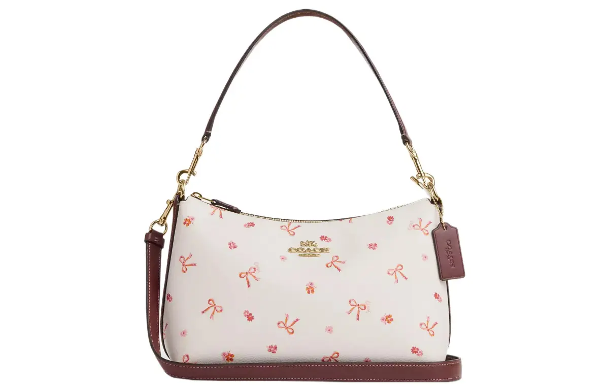COACH Clara Leather Shoulder Bag, Handbag, Shoulder Bag Medium Women's White