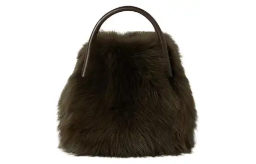 Loro Piana Sheepskin Handbag Mini Women's Mountain Cabin & Black Chocolate Wine