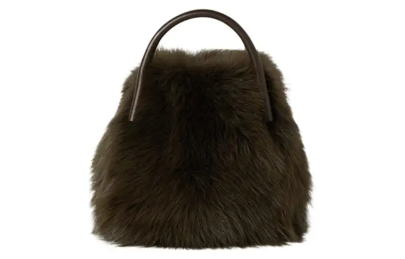 Loro Piana Sheepskin Handbag Mini Women's Mountain Cabin & Black Chocolate Wine