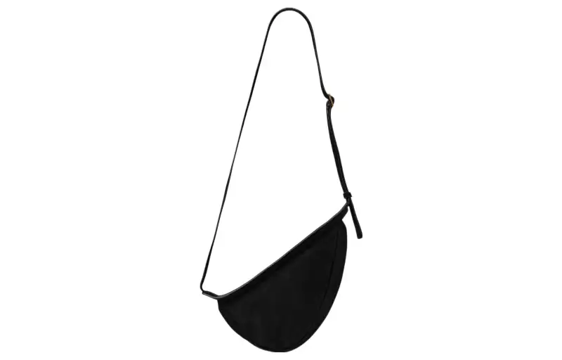 THE ROW Slouchy Banana Suede Shoulder Bag, Crossbody Bag Small Women's Black