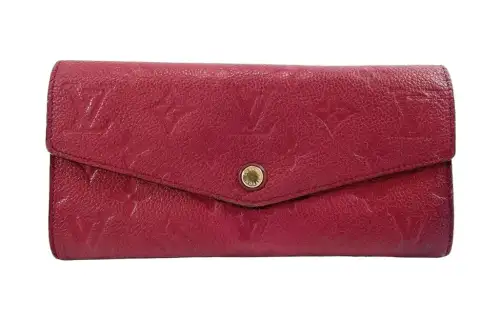 LOUIS VUITTON Leather Wallet Women's Burgundy
