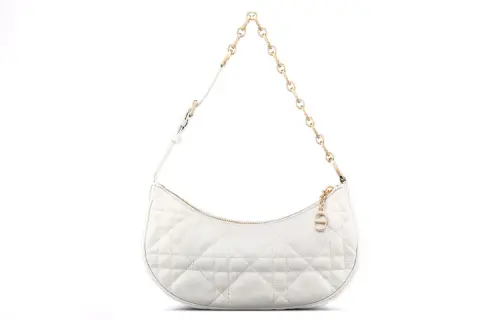 DIOR CD LOUNGE Sheepskin Dumpling Bag Handbag, Shoulder Bag Women's White