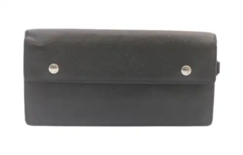 LOUIS VUITTON Taiga Leather Wallet Coin Purse Women's Black