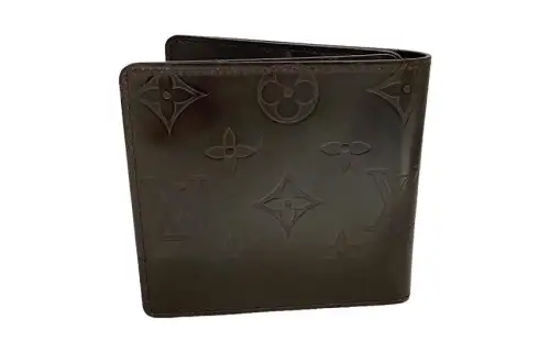 LOUIS VUITTON Smooth Finish Leather Wallet Women's Dark Brown