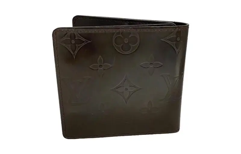 LOUIS VUITTON Smooth Finish Leather Wallet Women's Dark Brown
