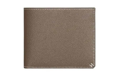HERMES Evercolor Leather Wallet Women's 18 Etoupe Elephant Gray