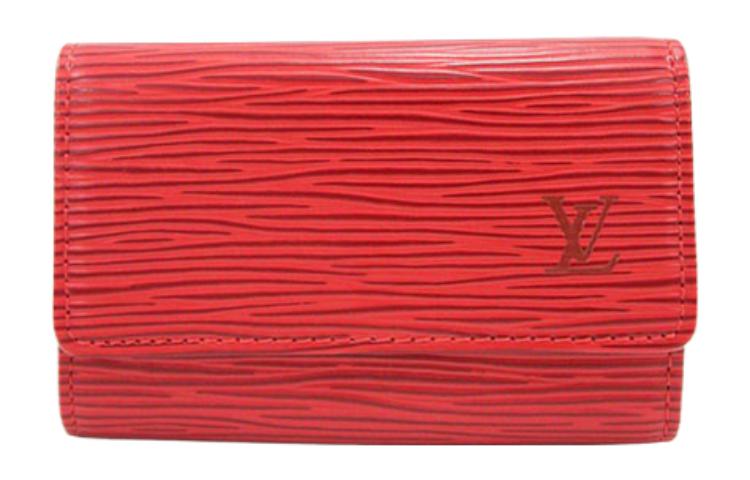 LOUIS VUITTON Letter Print Flip Grained Epi Leather Key Case Women's Castile Red