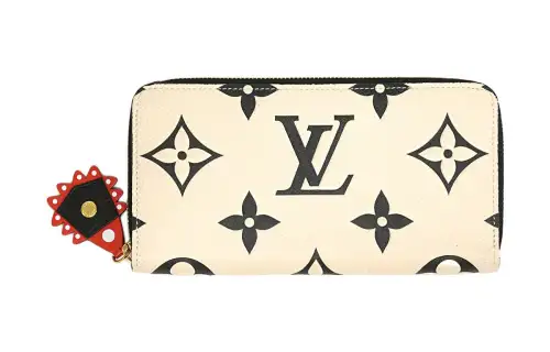 LOUIS VUITTON Zip Closure Monogram Empreinte Leather Wallet Unisex Cream