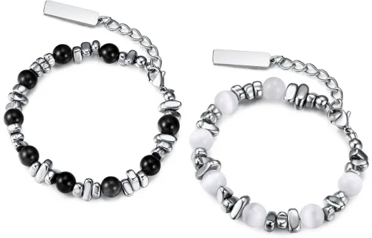 CIROCCO Glass Cat's Eye Silver Sheen Obsidian Bracelets Unisex