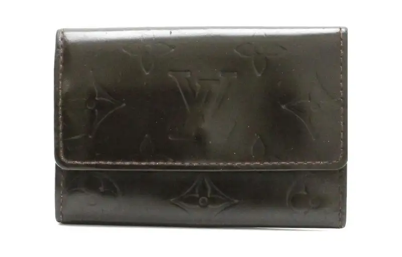 LOUIS VUITTON Calfskin Wallet Key Pouch Unisex Black