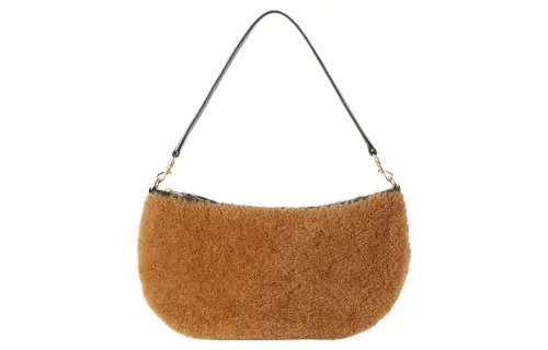 Loro Piana Shearling Handbag, Shoulder Bag Women's Latte Brown With Dainese Rainforest