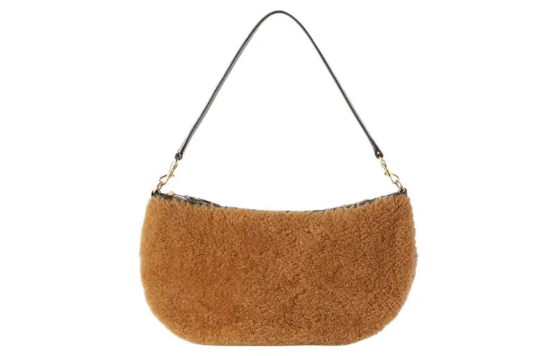 Loro Piana Shearling Handbag, Shoulder Bag Women's Latte Brown With Dainese Rainforest