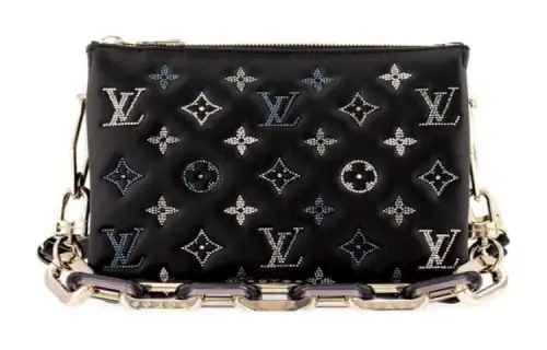 LOUIS VUITTON Coussin Leather Shoulder Bag, Crossbody Bag Small Women's Black