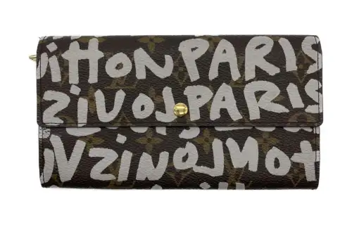 LOUIS VUITTON PVC Coated Canvas Wallet Unisex Brown & Silver