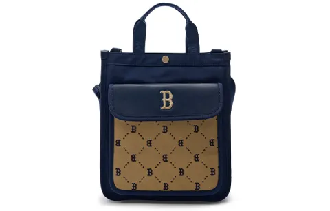 MLB Cotton With Polyester Crossbody One Shoulder Handbag Regular Men's Marine Blue & Brown