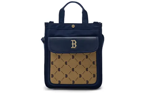 MLB Cotton With Polyester Crossbody One Shoulder Handbag Regular Men's Marine Blue & Brown