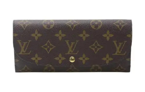 LOUIS VUITTON Leather Wallet Women's Coffee