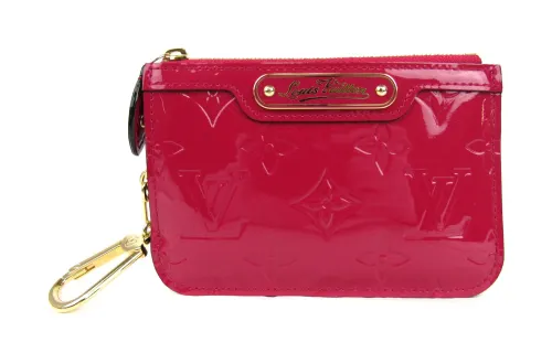 LOUIS VUITTON Patent Leather Wallet, Card Holder Regular Women's Indian Rose Pink