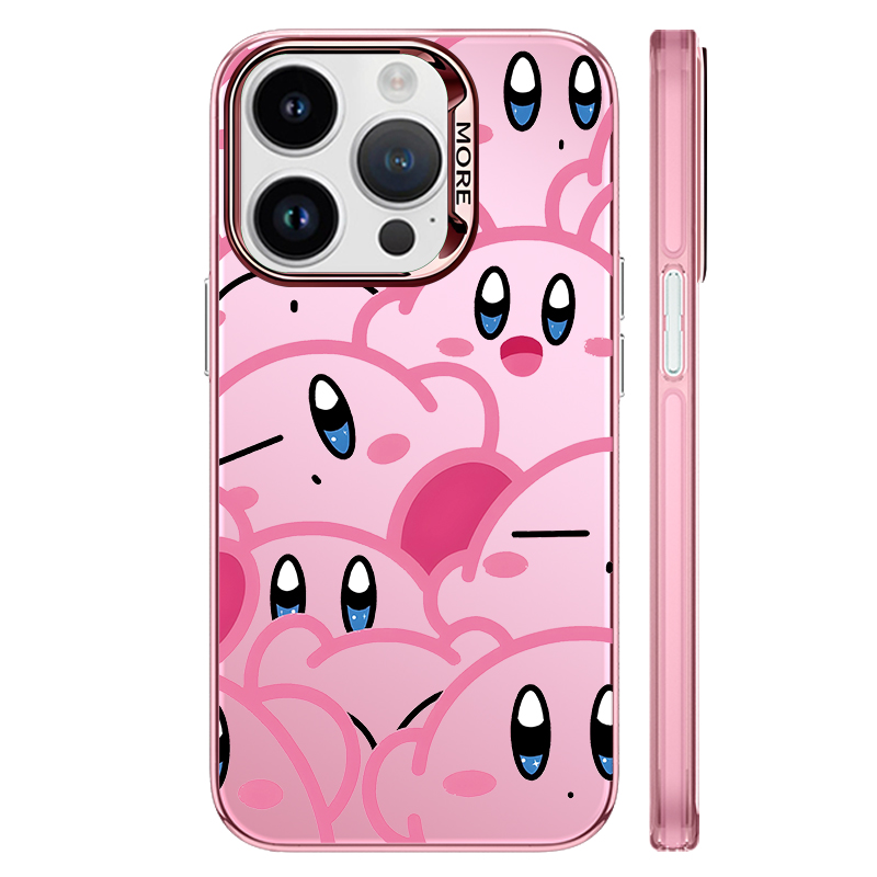 US 10 cents MSMF Kirby electroplated frame laser layer printing gradient high-end women's mobile phone case Apple/apple suitable for iphone15/14/13PLUS/PRO/MAX girl heat dissipation