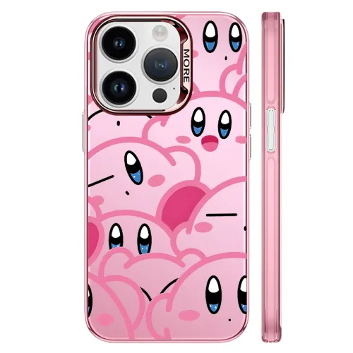 US 10 cents MSMF Kirby electroplated frame laser layer printing gradient high-end women's mobile phone case Apple/apple suitable for iphone15/14/13PLUS/PRO/MAX girl heat dissipation