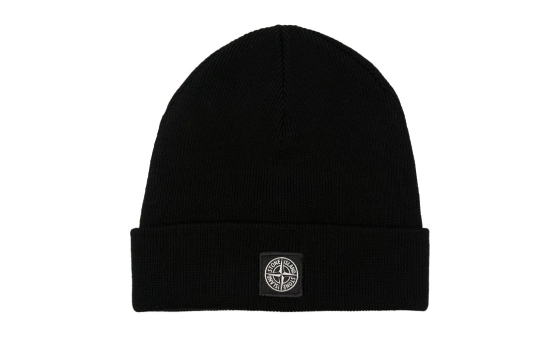 STONE ISLAND Junior Ribbed knit Logo patch Beanie