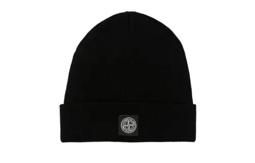 STONE ISLAND Junior Ribbed knit Logo patch Beanie