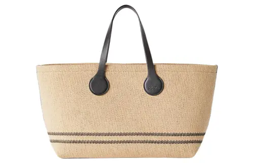 Loro Piana Cotton Polyester Tote Bag, Shopping Bag, Handbag Medium Women's Beige & Black