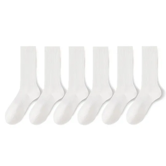 MIANZHUWU Crew Socks Unisex 6 Pack Black White Gray