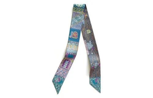 HERMES Silk Scarves Women's Blue