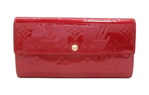 LOUIS VUITTON Patent Leather Wallet Women's Red