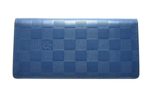 LOUIS VUITTON Leather Wallet Men's Neptune Blue Color