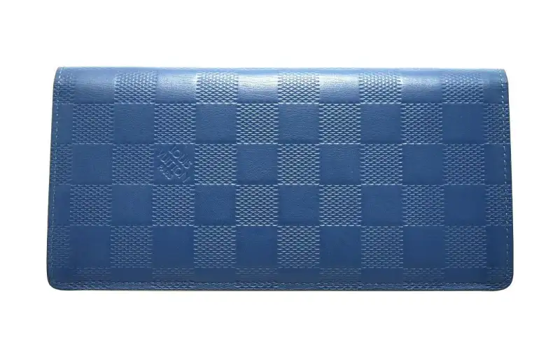 LOUIS VUITTON Leather Wallet Men's Neptune Blue Color