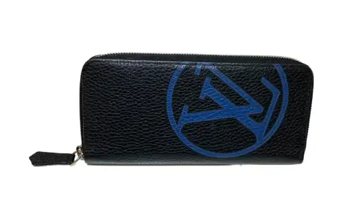 LOUIS VUITTON Cow Leather Wallet Men's Black & Blue