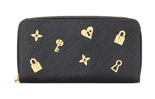 LOUIS VUITTON Zippy Zip Closure Epi Leather Wallet Women's Black