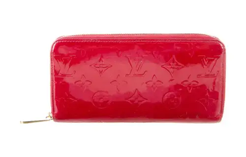 LOUIS VUITTON Zippy Patent Leather Wallet Women's Red