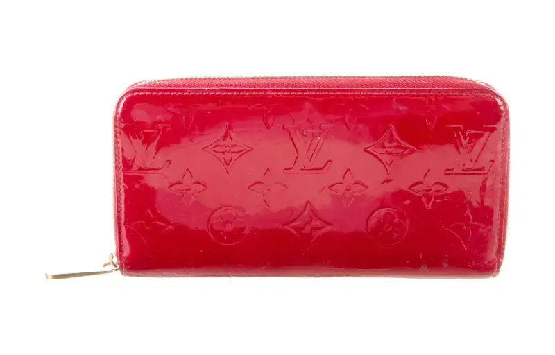 LOUIS VUITTON Zippy Patent Leather Wallet Women's Red