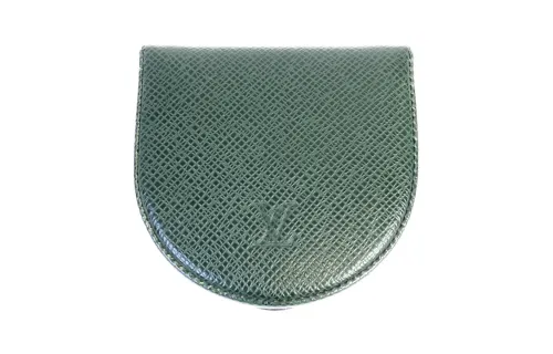 LOUIS VUITTON Letter Print Leather Wallet Regular Unisex Green