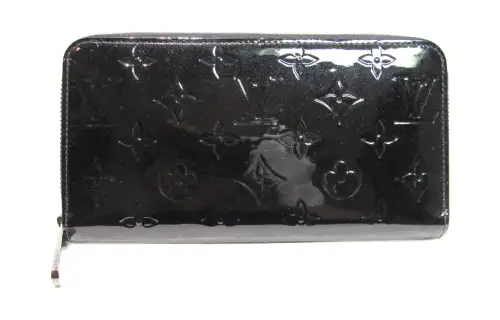LOUIS VUITTON Zippy Vernis Leather Wallet Unisex Black
