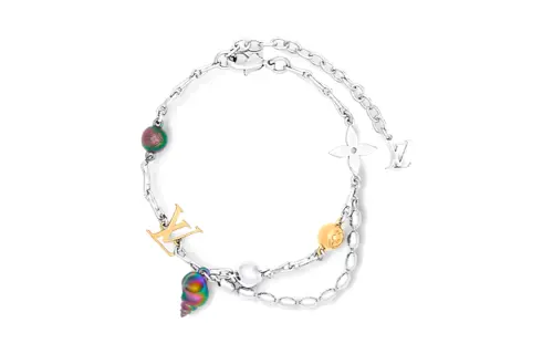 LOUIS VUITTON Shell Metal Bracelets Unisex Silver