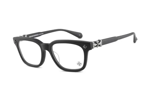 Chrome Hearts Plate Frame Silver Irregular Shape Eyeglass Frames Unisex Black