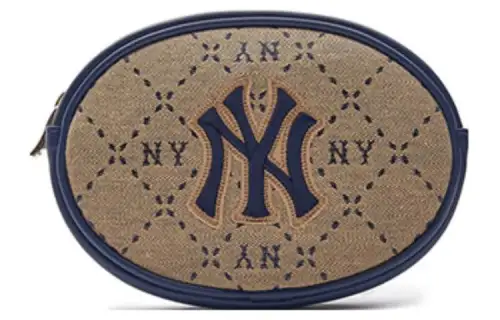 MLB Artificial Leather Round Bag, Shoulder Bag, Crossbody Bag Regular Unisex Khaki