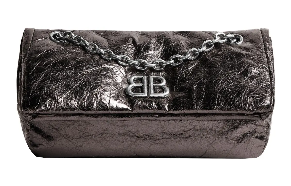 Balenciaga Arena Calfskin Chain Bag Handbag, Shoulder Bag Women's Dark Gray