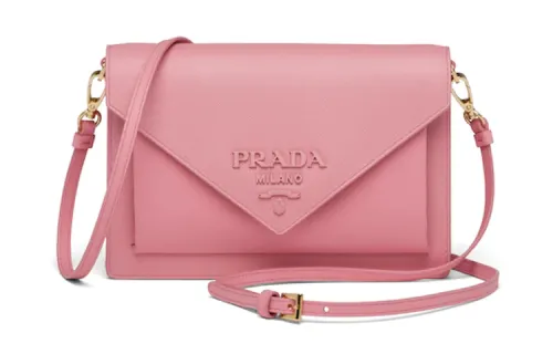 PRADA Flap Leather Envelope Bag, Crossbody Bag, Shoulder Bag Women's Pink