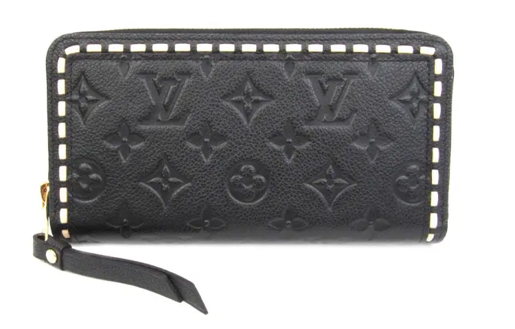 LOUIS VUITTON Leather Wallet Unisex Black