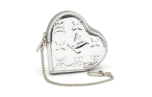 LOUIS VUITTON Coated Canvas Wallet Coin Purse Women's Silver
