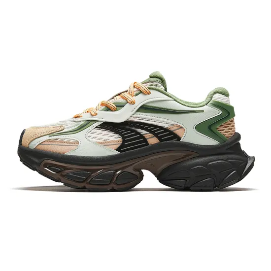 ANTA Star Moon Series Chunky Sneakers Women's Low-Top Green Brown