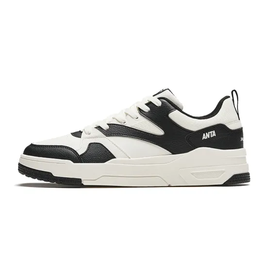 Anta Slip-Resistant Cushioning Wear-Resistant Low-Top Skateboard Shoes Men's White Black