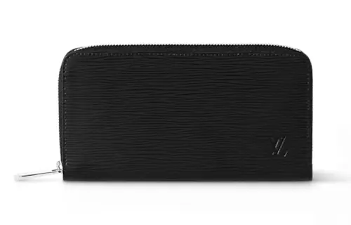 LOUIS VUITTON Zippy Cow Leather Wallet Men's Black
