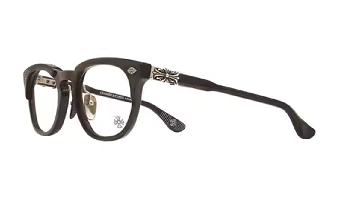 Chrome Hearts Plate And Metal Irregular Shape Eyeglass Frames Unisex Black